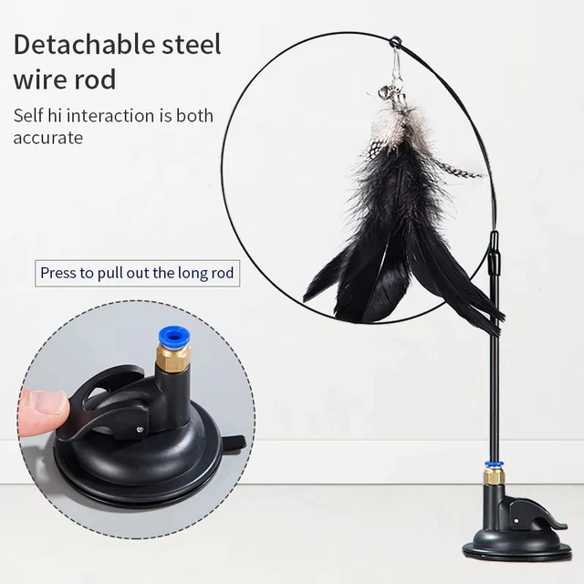 Interactive Cat Toy Handfree Cat Stick Kitten Playing Teaser Wand Toy Suction Cup Feather Wand Pet Supplies Simulation Feather 3