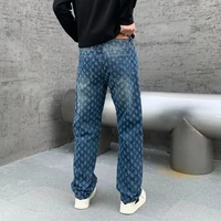 Fashion Vintage Blue Jeans For Men Ripped Holes Straight Leg Loosen Pants New Male's Baggy Jeans 2