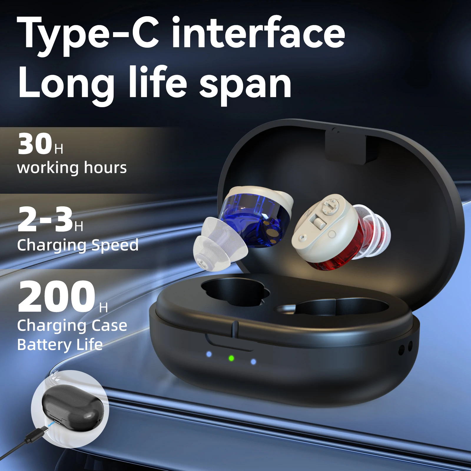 Multi-color Charging Long Life Portable Mini CIC Invisible Magnetic Rechargeable In-Ear Adjustable Hearing Aid For Deaf and Elde hearing aid