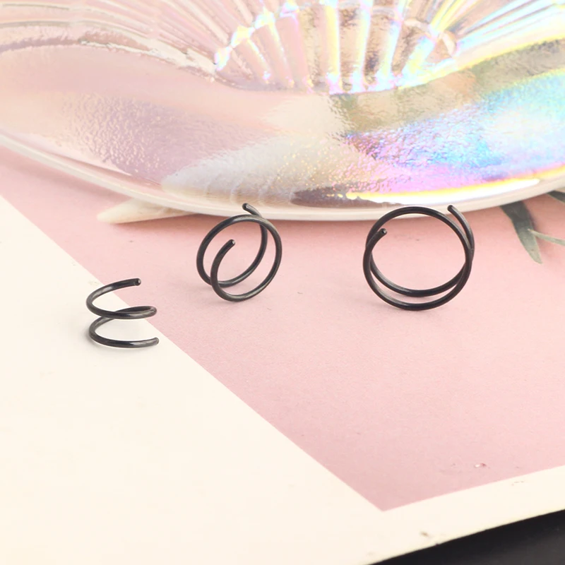wholesales Double Nose Hoop Ring for Single Piercing Nose Hoop Twist Nose Ring Women Silver Spiral 6 8 10mm