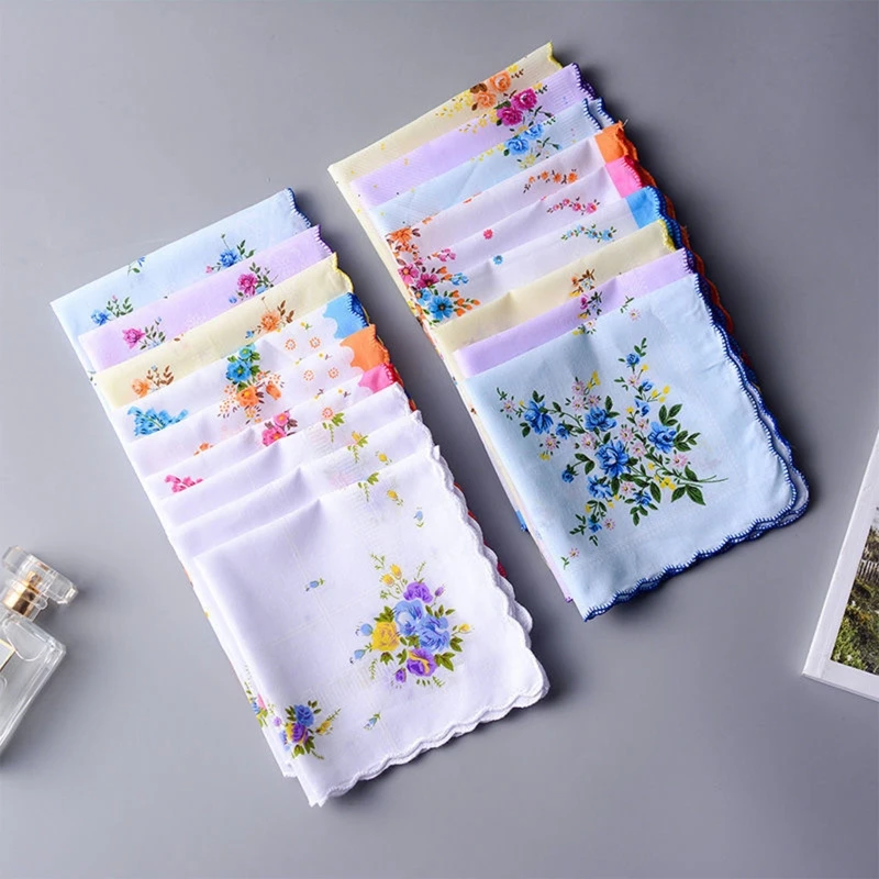 3x Vintage Assorted Floral Print Cotton Handkerchiefs Ladies Hankies Pocket Square Hanky Ladies for Bride Bridesmaids pocket square mini handkerchief