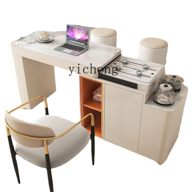 

Zk Mobile Tea Table Light Luxury Modern Household Small Balcony Tea Cart Tea Table and Chair Combination