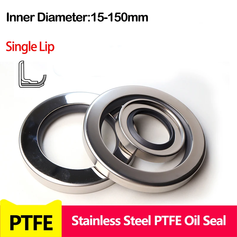 

1Pcs Single Lip Stainless Steel PTFE Skeleton Oil Seal High Temperature and High Speed Rotary Shaft Seal Air Compressor