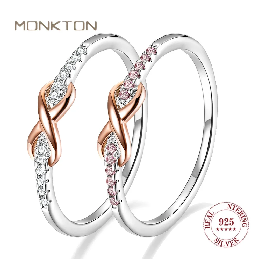 Monkton Real 925 Sterling Silver Infinity Knot Rings for Women Shiny ...