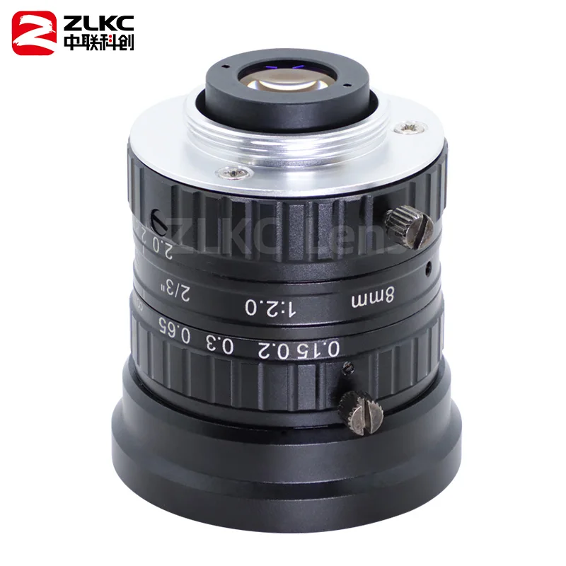 8mm 렌즈 F2.0 C-마운트 fa 렌즈 2/3인치 대형 아이리스 5메가픽셀 카메라 머신 비전 저왜곡 렌즈 광각 5MP LM0820MP5