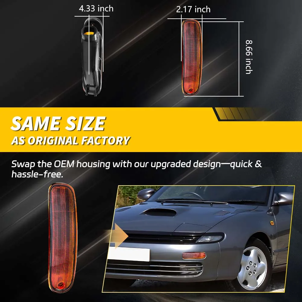 2Pcs 1990 1991 1992 1993 Toyota Celica 앞 범퍼 주간 주행등 방향 지시등 주차등 커버 전구 없음