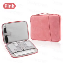 Waterproof Leather Tablet Carrying Case with Padded Protective Inner Bag, Ideal for 12.9 - 13 inch (Pink)