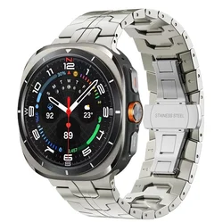 Luxury Stainless Steel Metal Strap for Smartwatch - No Gap Design Bracelet Wristband, 47mm Belt (Titanium color)