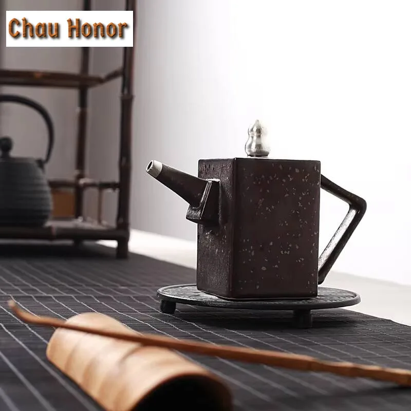 Handmade Gilded Dragon Scale Teapot Creative Kiln Change Black Glazed Pot Tea Brewing Kettle Chinesekung Fu Tea Set Collection