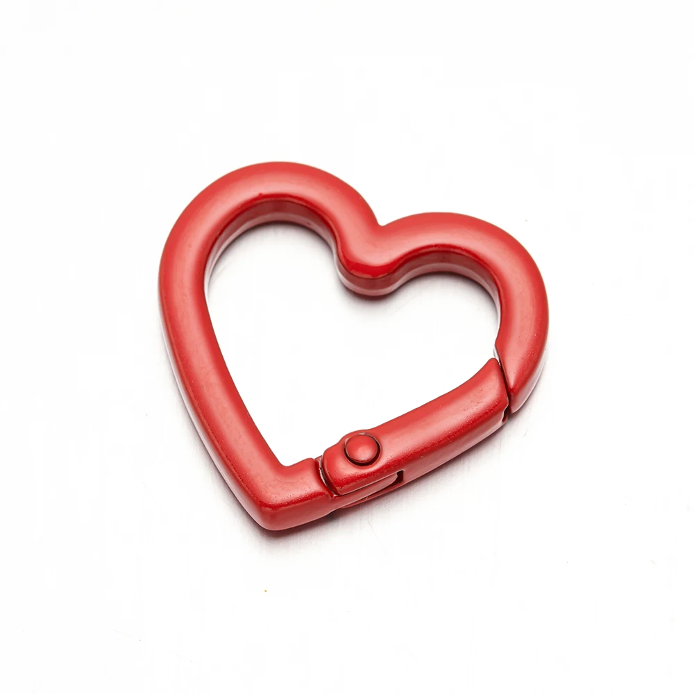 5 個 21/25 ミリメートルハート型カラビナフックリングキーホルダー