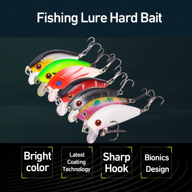 Minnow Fishing Lure Bait 50mm 4.2g Artificial Hard Bait Wobbler Crankbait  Treble Hooks Carp Striped Bass Topwater Fishing Tackle - AliExpress