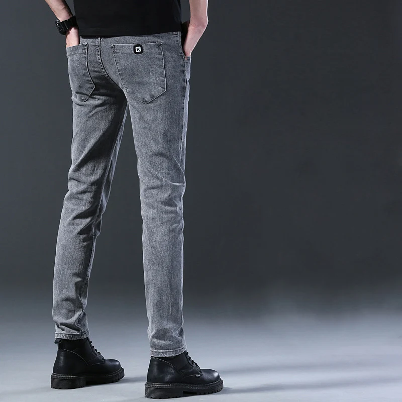 Trendy Men Retro Washed Snowflake Slim Fit Classic Jeans Male Casual Street Skateboarding Denim Pants Stretch Skinny Trousers 4