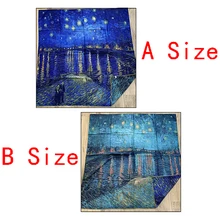 

50% Cashmere 50% Silk Scarf Women Fashion Double-sided Star River Shawl Stole Hand Rolled Bandana 135*135cm