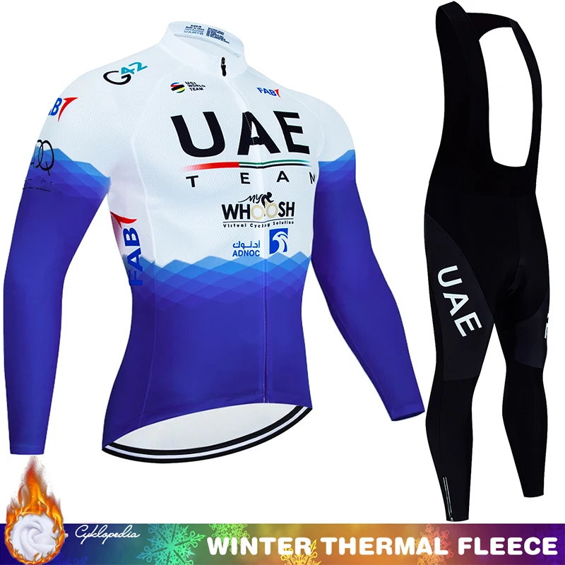 

Cycling Jersey Winter Thermal Men's Mtb Clothing Mountain Bike Male UAE Road Retro Fleece Bycicle Set Uniform Sportswear Bib Man