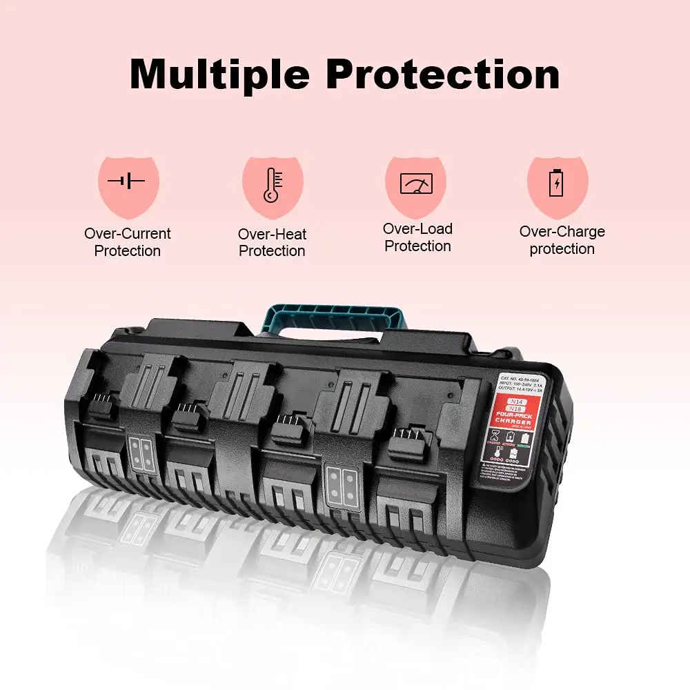 Super Battery Charger Compatible Milwaukee M18 Battery 4/6-Ports Simultaneous Ra