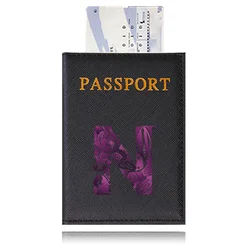 Waterproof Black Leather Passport Holder with Customizable Engraving (Engrave image N)