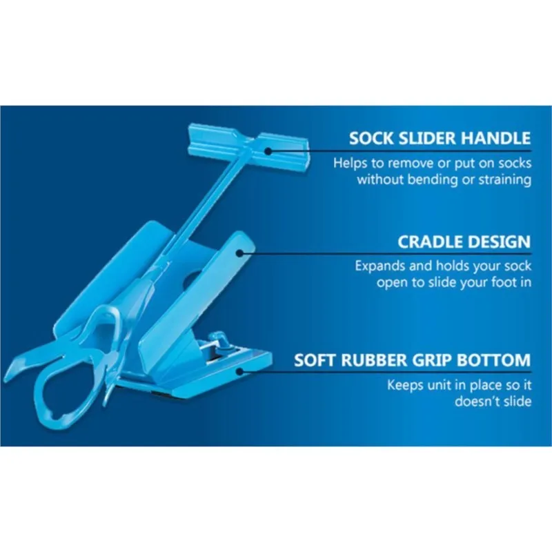 Flexible Sock Aid Kit Slider Easy On Off for Putting On Socks Stockings Sock Aide Device Blue Helper Kit Helps Put Socks Off sock aid kit
