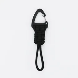 Versatile Paracord Lanyard Keychain with Triangle Carabiner & Braided Strap - Anti - Loss Wrist Rope (12cm black)