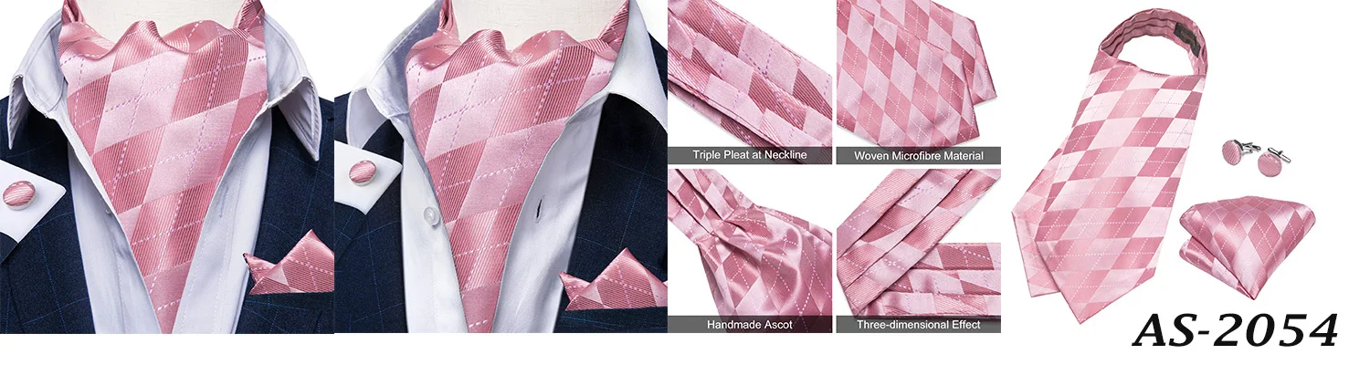 Jacquard Männer Plaid Ascots Mode Paisley Krawatten Hochzeit Formale Krawatte Ascot Britischen Gentleman Weiche Polyester Luxus Grau Krawatte – Detail 23