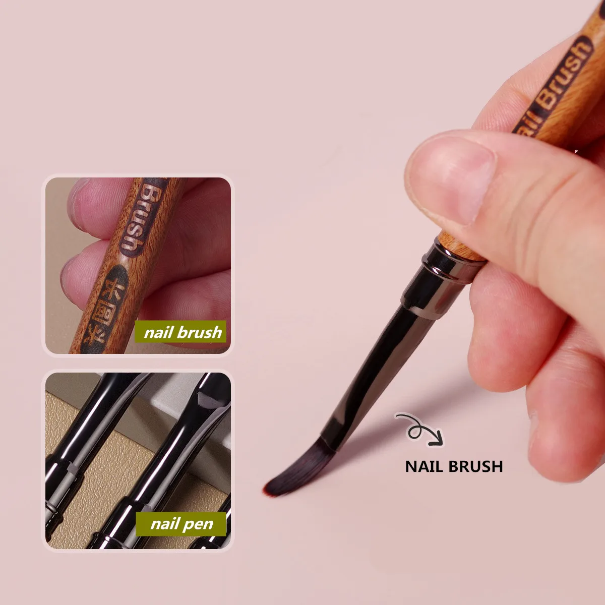 1PC Sandalwood Gel Painting Brush Nail Art For Gel Tip Extension Acrylic Builder Accessory Nail Art Brushes 3