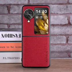 Luxurious Textile Leather Phone Cover - Soft and Durable Case for Find N2 Flip (Red)