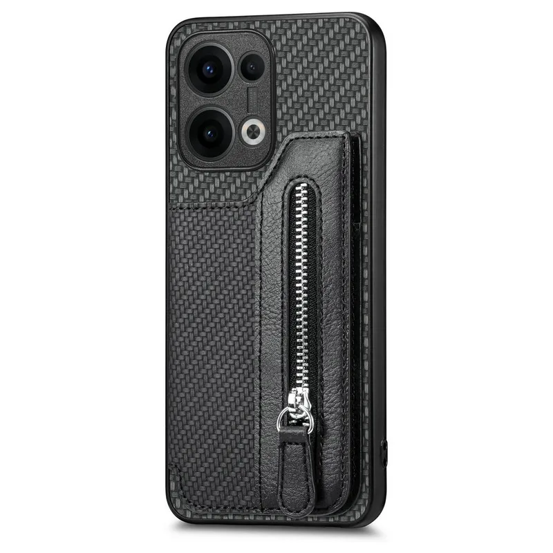 Luxury Zipper Leather Wallet Case with Card Holder and Magnetic Back Cover