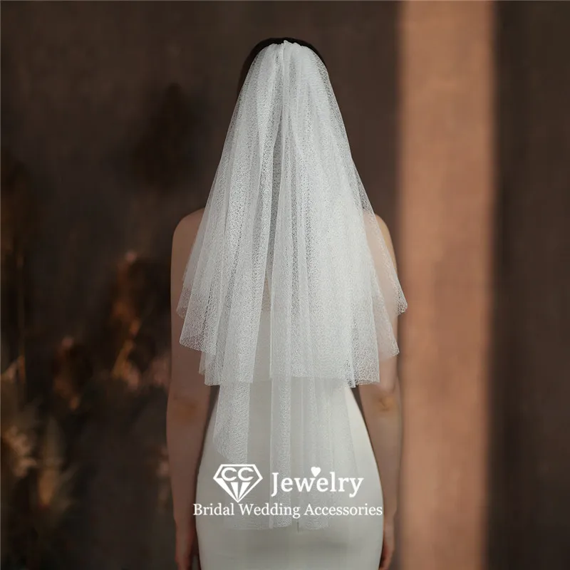 

CC Vintage Veils Women Hair Accessories Wedding Hairwear Bridal Dress Engagement Headdress Double Layers Ivory Color Veil V315