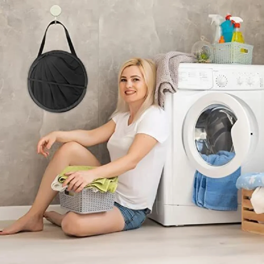 Drying Machine Laundry Basket New Fine Nylon Cloth Washing Machine Foldable Pop Up The Best Storage Dirty Cloth Basket