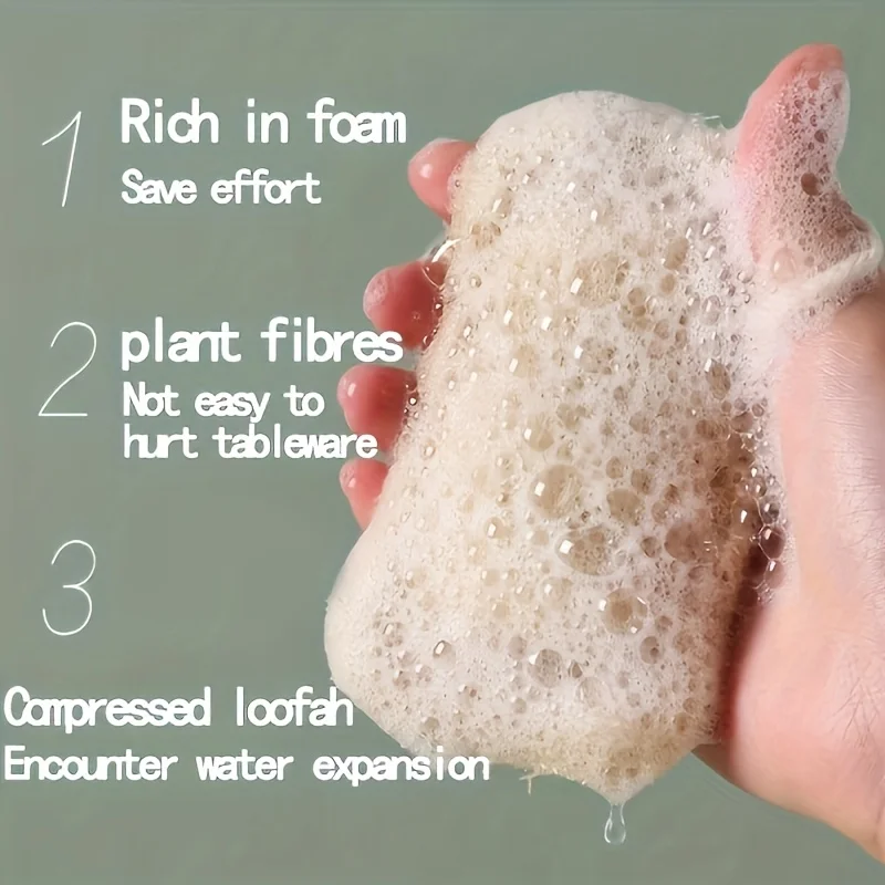 6pcs Natural Loofah Exfoliating Sponges - Gentle Body Scrubber for Shower & Bath, Bamboo Fiber Cleaning Pads 2