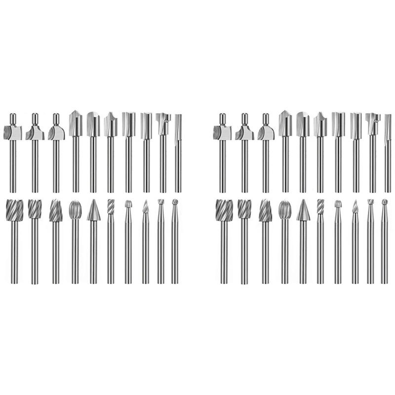 

40 шт., фрезерный станок HSS для Dremel, набор фрез 1/8 дюйма (3 мм), хвостовик для вращающихся инструментов Dremel Proxxon