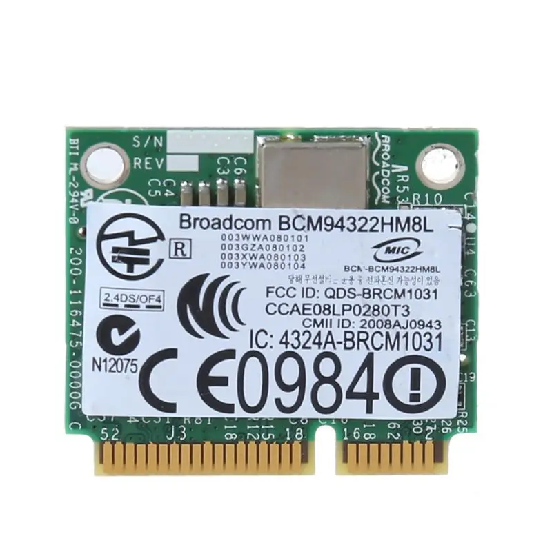 

Dual Band BCM94322HM8L DW1510 Half Mini PCI-e WIFI Wlan Card for DELL E4200