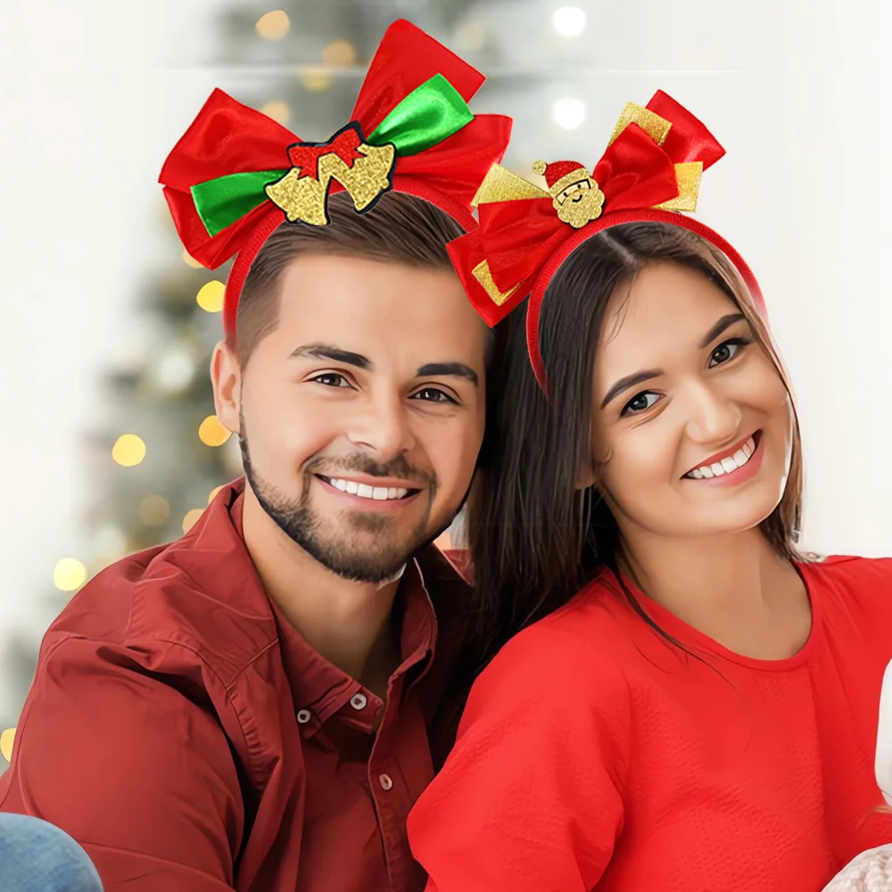 Christmas Decorations, Christmas Party Headbands, Santa Claus, Elk, Bell Headbands, Bow Headbands
