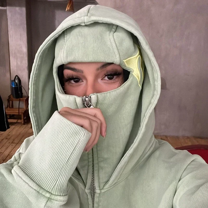 Cagoule Balaclava Sweat à Capuche Unisexe - Fermeture éclair Complète, Style Oversize Y2K, Pour L'hiver Et Mi-saison - Homme Et Femme