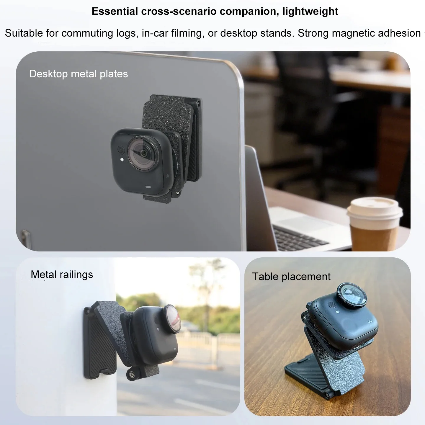 Insta360 GO 울트라 카메라 데스크 홀더용 자기식 백플레이트 마운트 브래킷 수평 수직 다각도 사진 액세서리