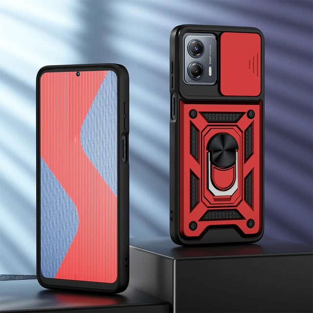 Funda de Cuero Cartera con Soporte Flores Carcasa Y01X para Motorola Moto G73  5G Rojo