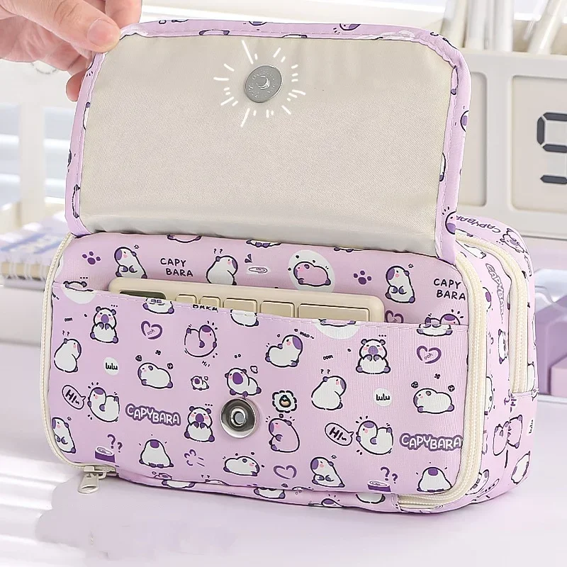 1 Piece Cute Capybara Pencil Case for Student Cartoon Anime Cat Paw Creative Pencil Bag High Capacity Stationery Storage Bag