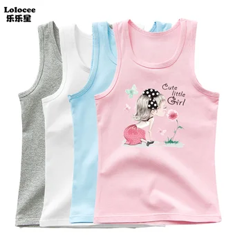 2023 New Girls Cute Singlet Underwear Princess Cotton Tank Tops Cartoon Kawaii Girl Print Sleeveless Shirt