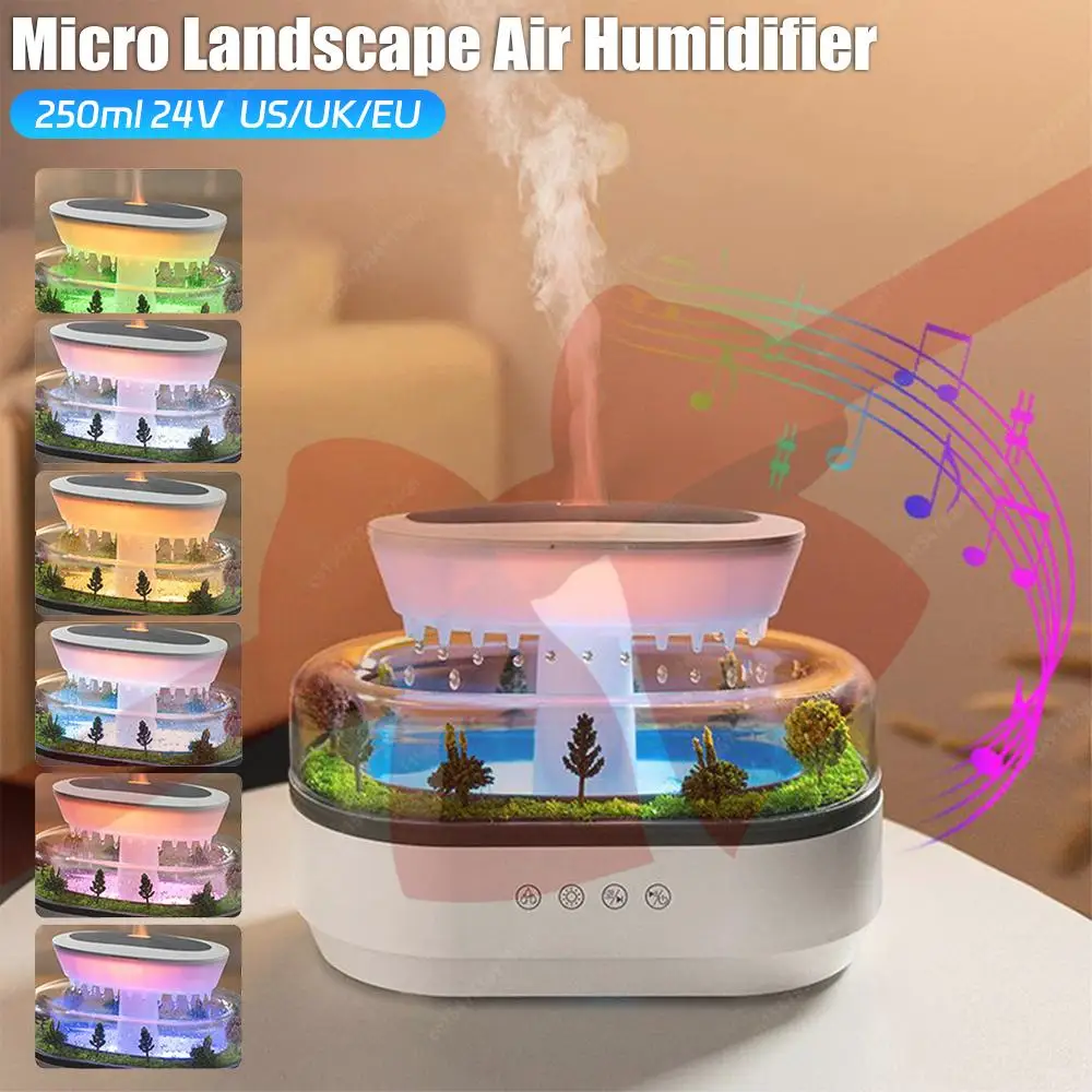 에센셜 오일 디퓨저 물방울 마이크로 풍경 쿨 미스트 가습기, 7가지 야간 조명 ..