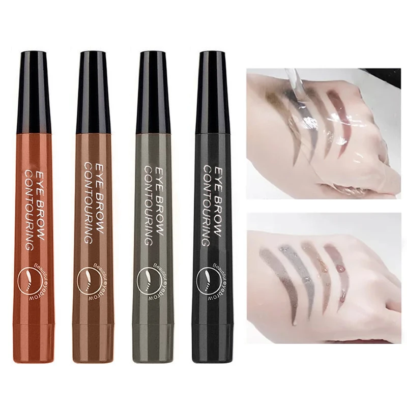 

4 Fork Tip Waterproof Eyebrow Pencil Liquid Brow Pencil Dark Brown Microblade Eyebrow Pen Eyebrow Enhancers Tattoo Pen Makeup
