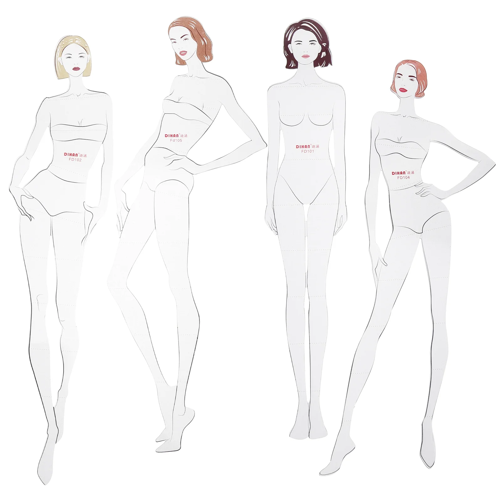 

4 Pcs Set Drawing Tool Hand Drawn Mannequin Child Humanoid Design Templates Plastic Rulers Stencil