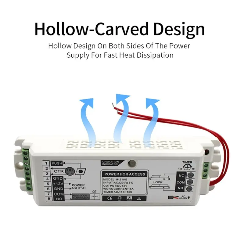 B27B 보안 카메라 전원 공급 장치 DC 12V 8A 도어 액세스 제어 시스템용 AC 220V 지연 시간 조절 가능