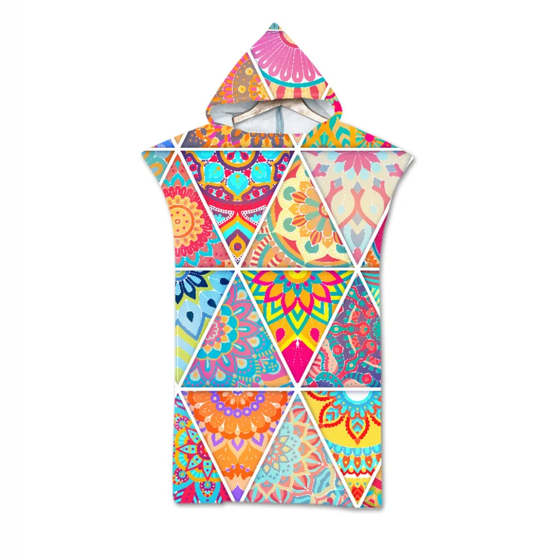 

Geometric graffiti totem Adult Bath Towels Beach Towel Changing Bathrobe Cloaks Hooded Swimming Pool Gym Fitness Bath Towels