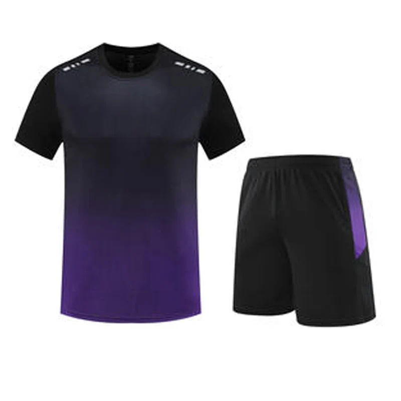 Fitness Clothes Ice Silk Quick Drying T-shirt Suit Men Short Sleeve Running Sportswear Shorts Tracksuit Gym Sports Training Sets