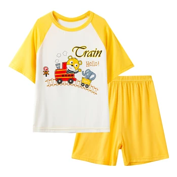 Kids Clothes Set Summer Modal for Boys Girls Sleepwear Clothing Suits 2PCS Pajama Suit Children Home Wear T-shirt Shorts Cartoon 2