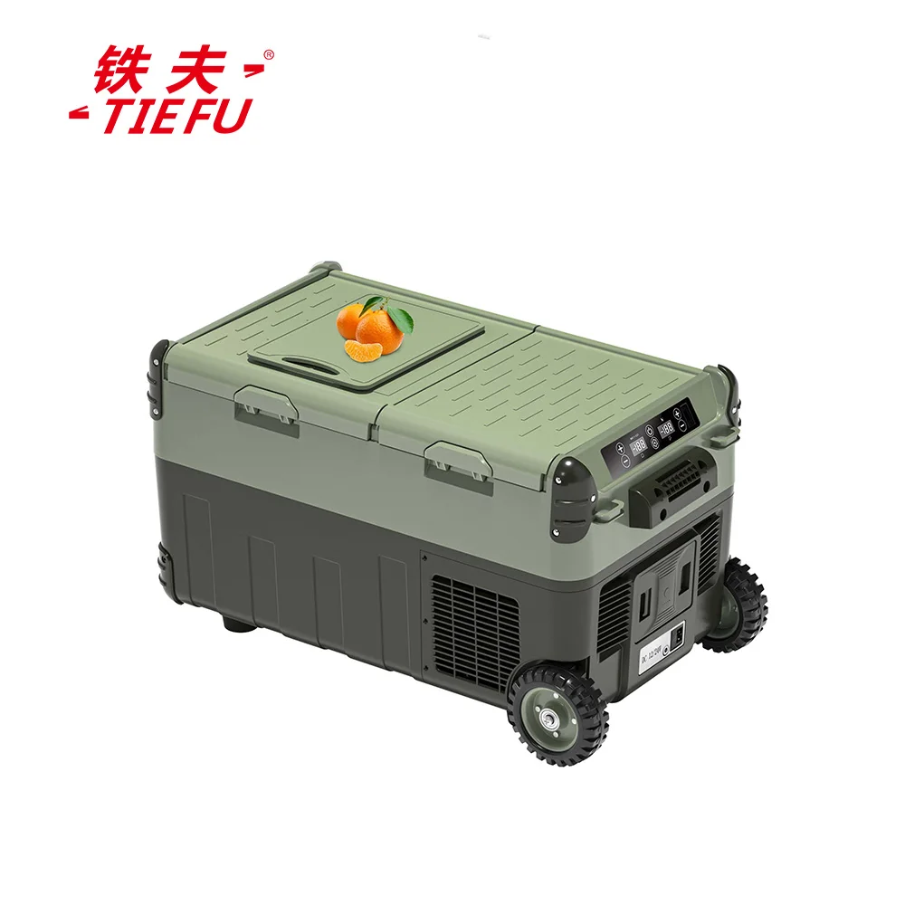 Solar Battery Powered Car Fridge Box Freezer Electric Cooler Portable Auto Refrigerator With Wheels