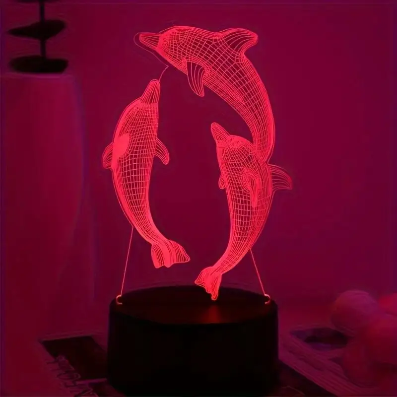 1pc 공룡 3D 야간 조명, 터치 기능이 있는 3D 착시 램프, 침실용 7색 변경 주변 조명