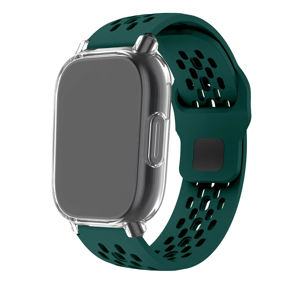 Silicone Strap and TPU Soft Shell Case with Full Cover Screen Protector for Smartwatch - Breathable Sport Band Design