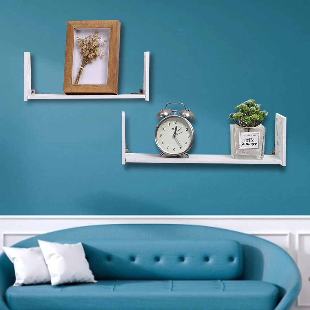 Modern U-shaped wall-mounted shelf 2PCS, set Multifunctional wooden floating board rack Kitchen living room storage rack: 3 - 5 Days Free Delivery Only UK