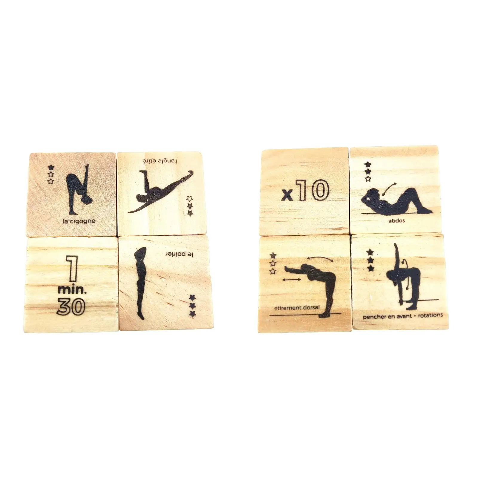 

4x Wooden Yoga Dice Set D4 Sports Fitness Dice Workout Exercise Dices for Home Gym