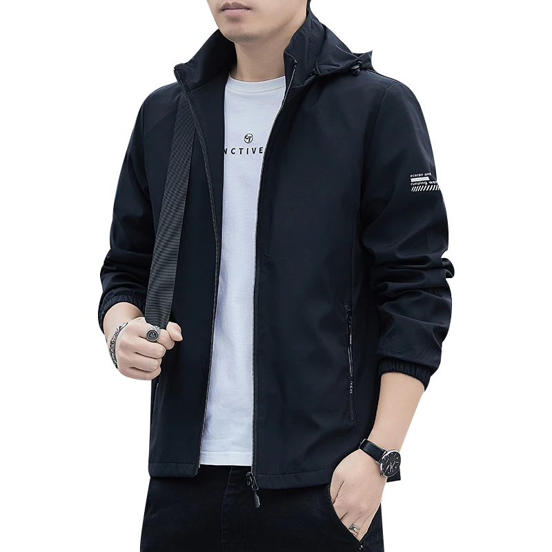 

Can Take Off The Cap Jacket for Men Thin Paragraph Youth Casual Collar Spring and Autumn New Tide Mens Windproof Coats Popular
